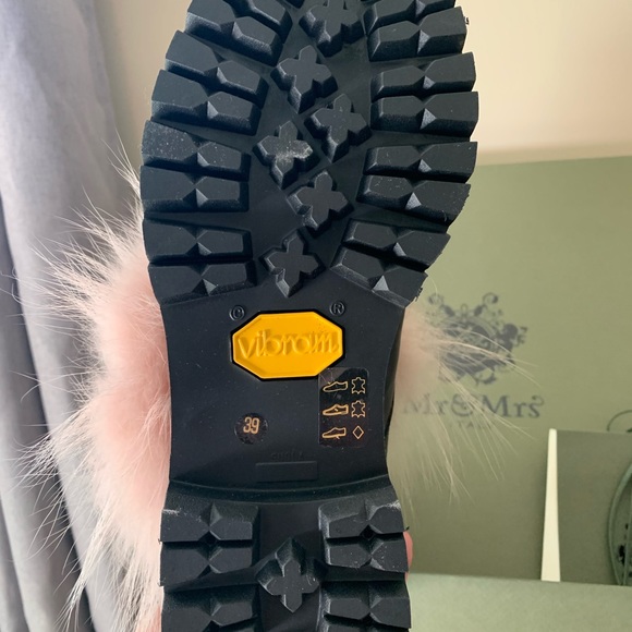 Mr&Mrs Italy - leather biker booties with pink fur - Picture 3 of 5